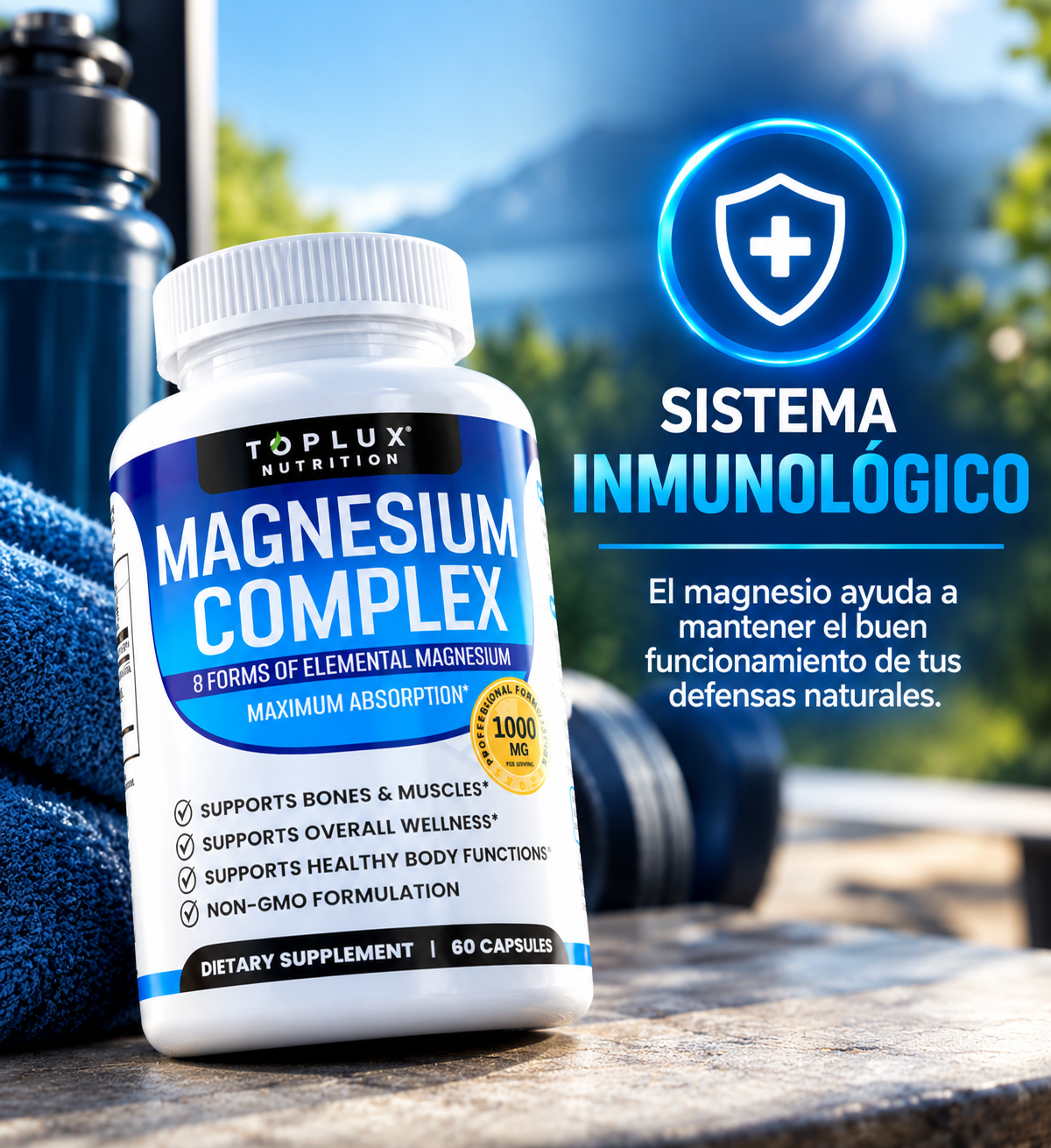Magnesio 8 en 1 - Apoyo diario para músculos y huesos
