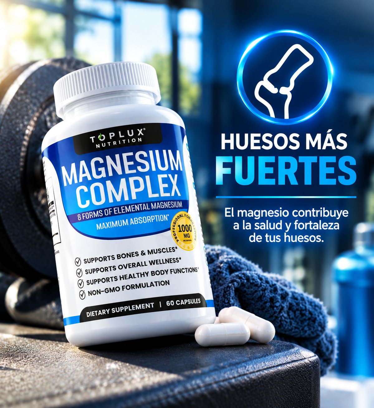 Magnesio 8 en 1 - Apoyo diario para músculos y huesos