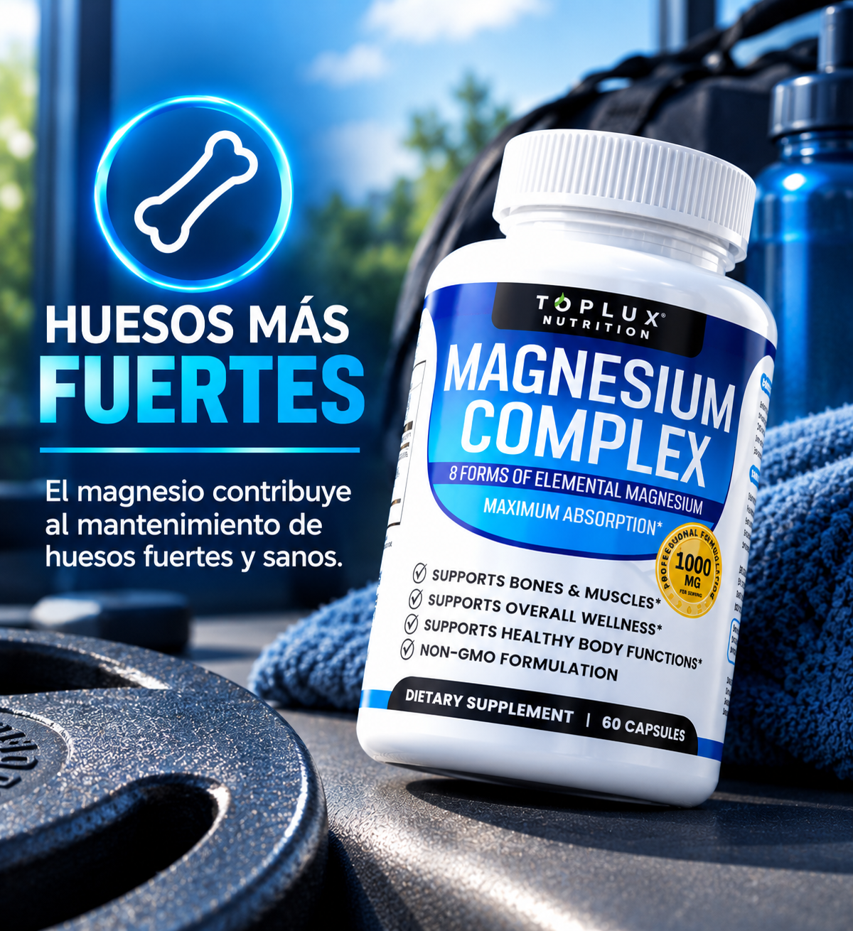 Magnesio 8 en 1 - Apoyo diario para músculos y huesos
