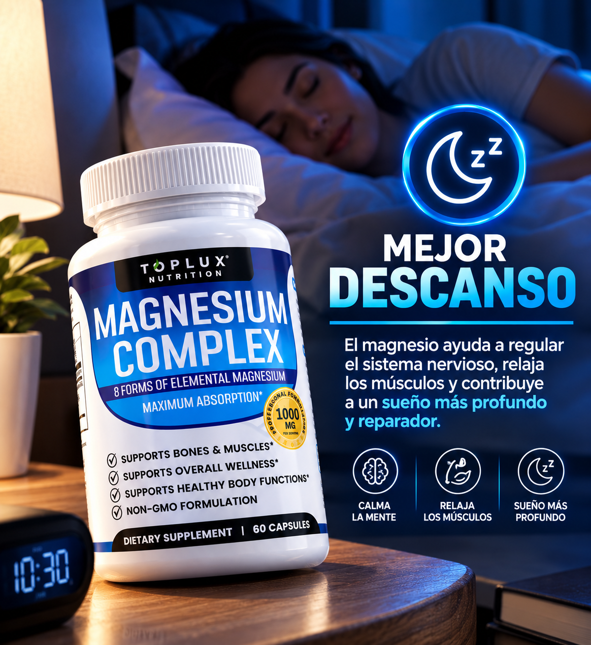 Magnesio 8 en 1 - Apoyo diario para músculos y huesos