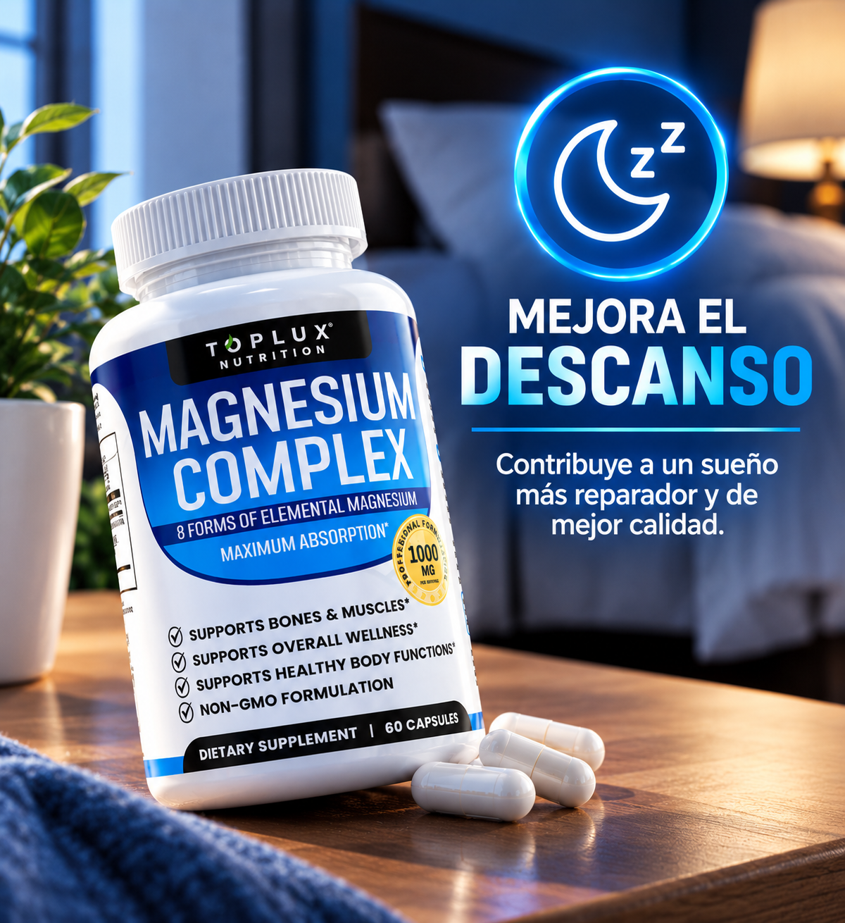 Magnesio 8 en 1 - Apoyo diario para músculos y huesos